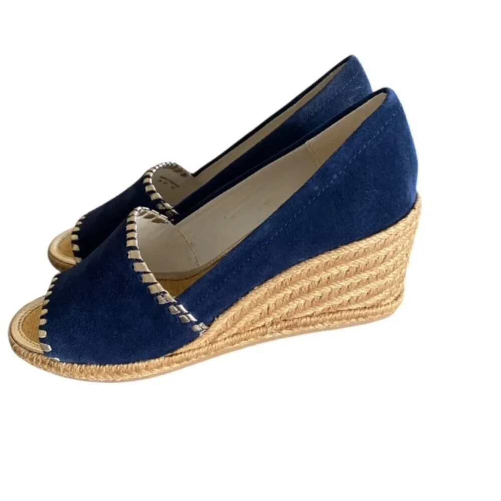 Jack Rogers Navy Palmer Suede Wedge 7